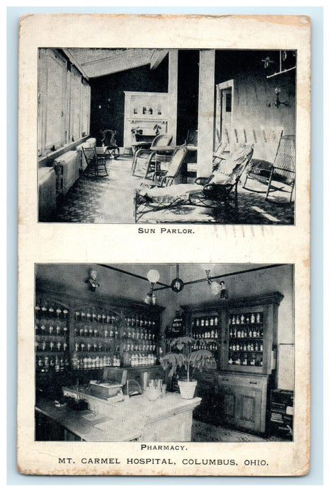 1911 Sun Parlor Pharmacy Mt. Carmel Hospital Columbus Ohio OH Multiview Postcard