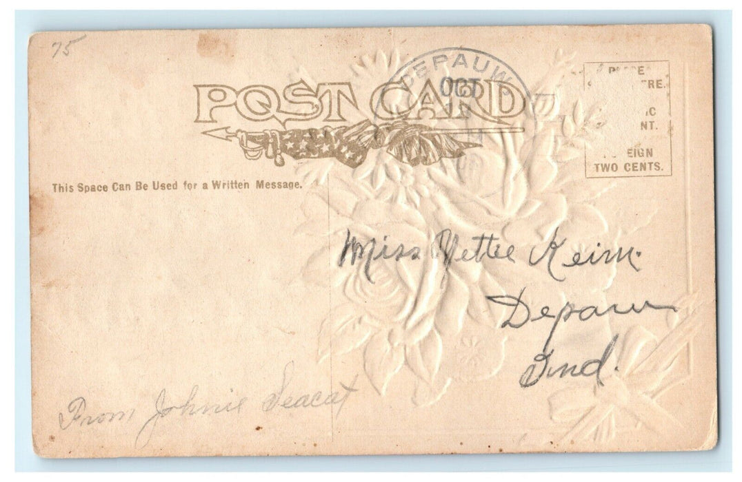 1908 Greetings from DePauw, Roses Indiana IN Posted Antique Postcard