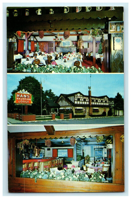 1956 Han's Bavarian Lodge, Milwaukee Avenue, Wheeling Illinois IL Postcard