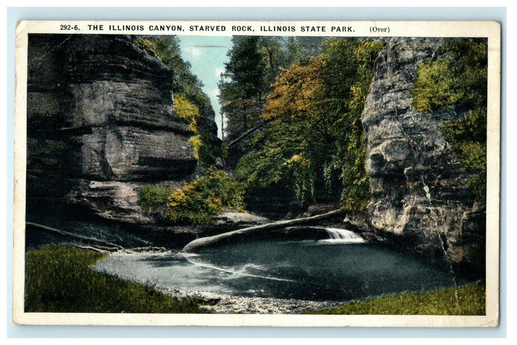 1924 The Illinois Canyon, Starved Rock, Illinois State Park, IL Postcard