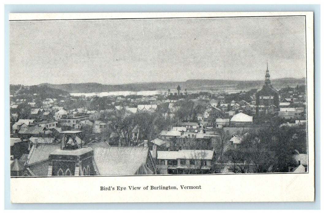 1901 Bird's Eye View of Burlington, Vermont VT Antique Unposted Postcard