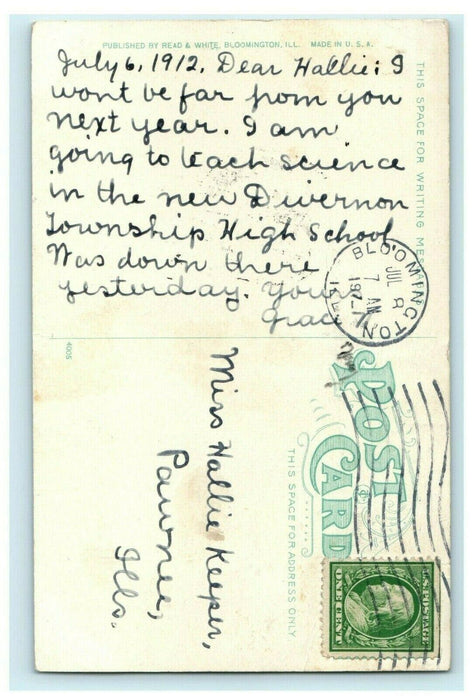 1912 Court House Bloomington Illinois IL Posted Antique Postcard