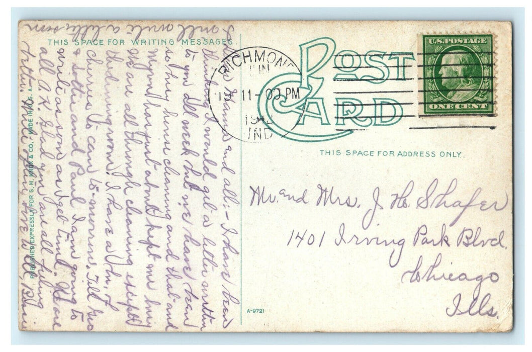 1912 Tree and Water View, Glen Miller, Richmond Indiana IN Antique Postcard