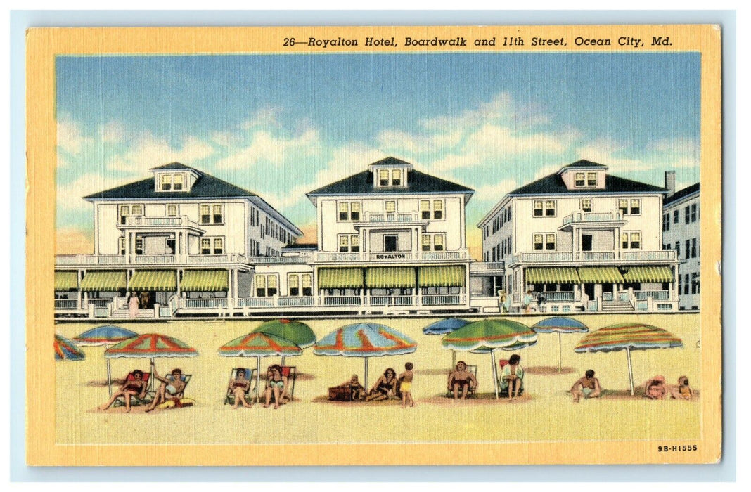 1930 Royalton Hotel, Boardwalk and 11th Street, Ocean City Maryland MD Postcard