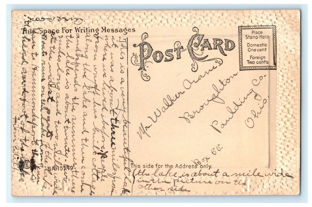 1911 Keuka Yacht Club Keuka Lake New York NY Boat Canoe Embossed Postcard