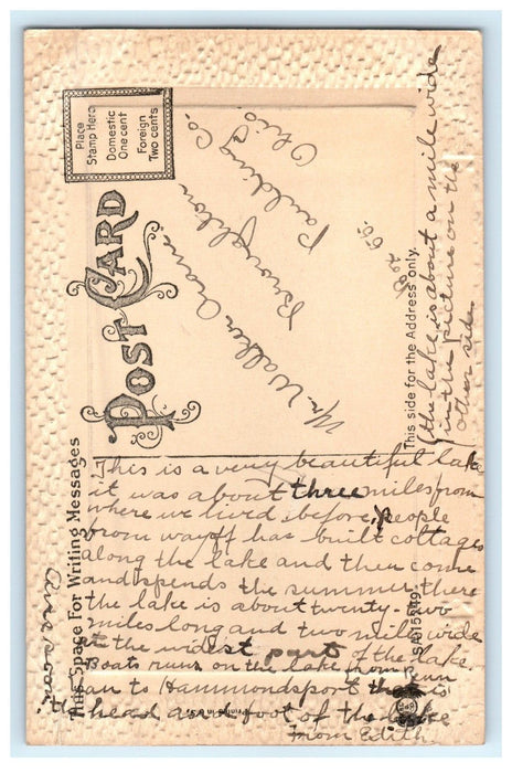 1911 Keuka Yacht Club Keuka Lake New York NY Boat Canoe Embossed Postcard