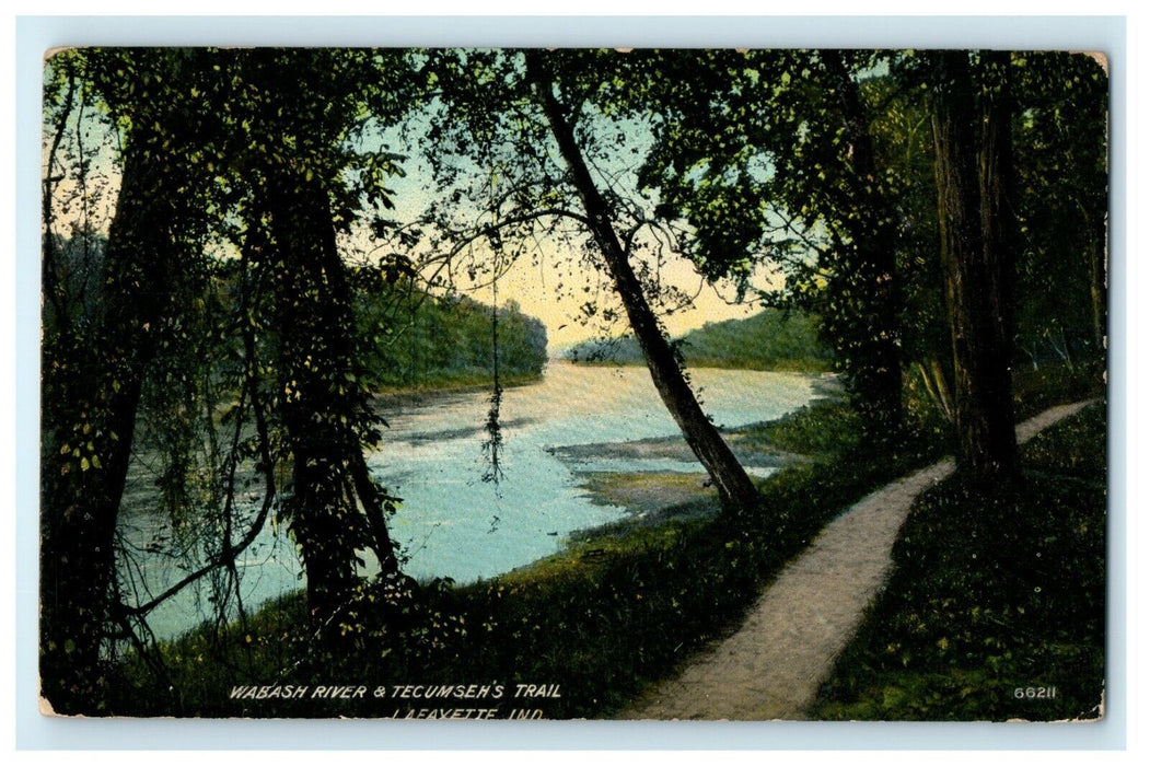 1913 Wabash River and Tecumseh's Trail, La Fayette Indiana IN Postcard