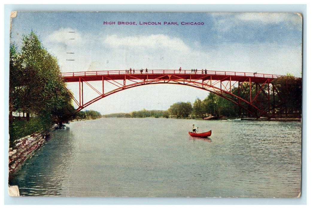 1910 High Bridge, Lincoln Park, Chicago Illinois IL Antique Postcard