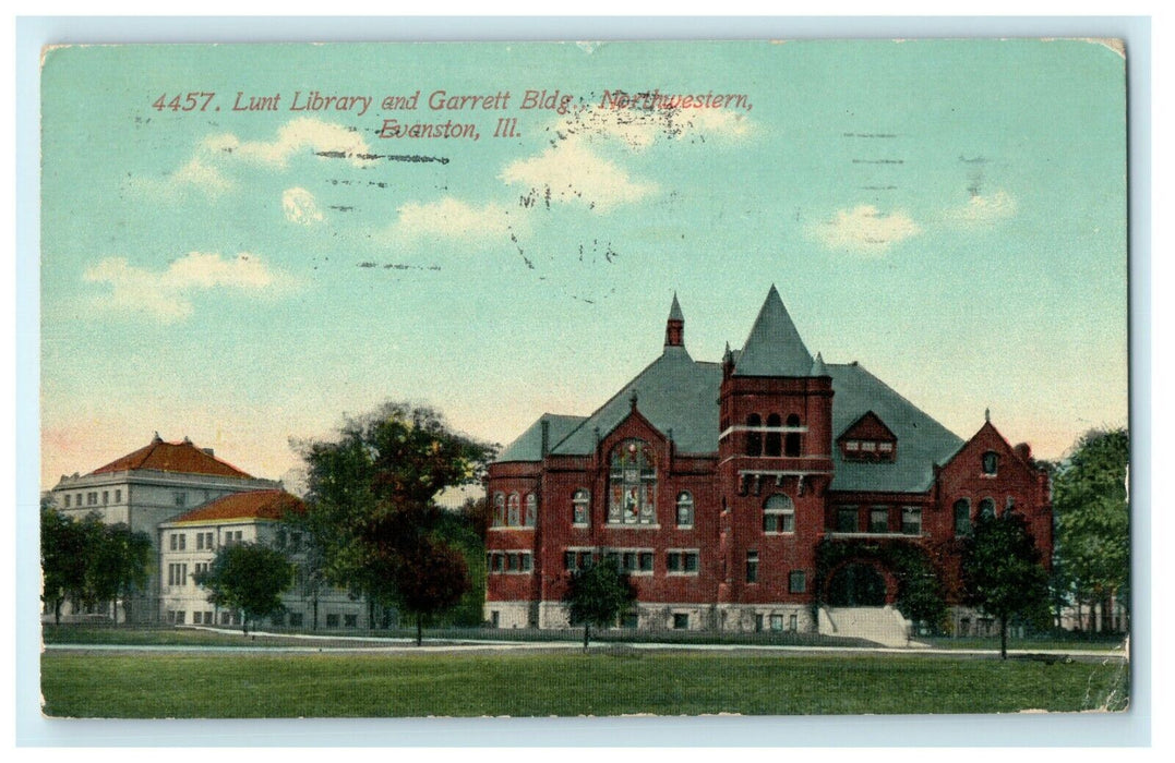 1911 Lunt Library and Garrett Bldg. Northwestern, Evanston Illinois IL Postcard