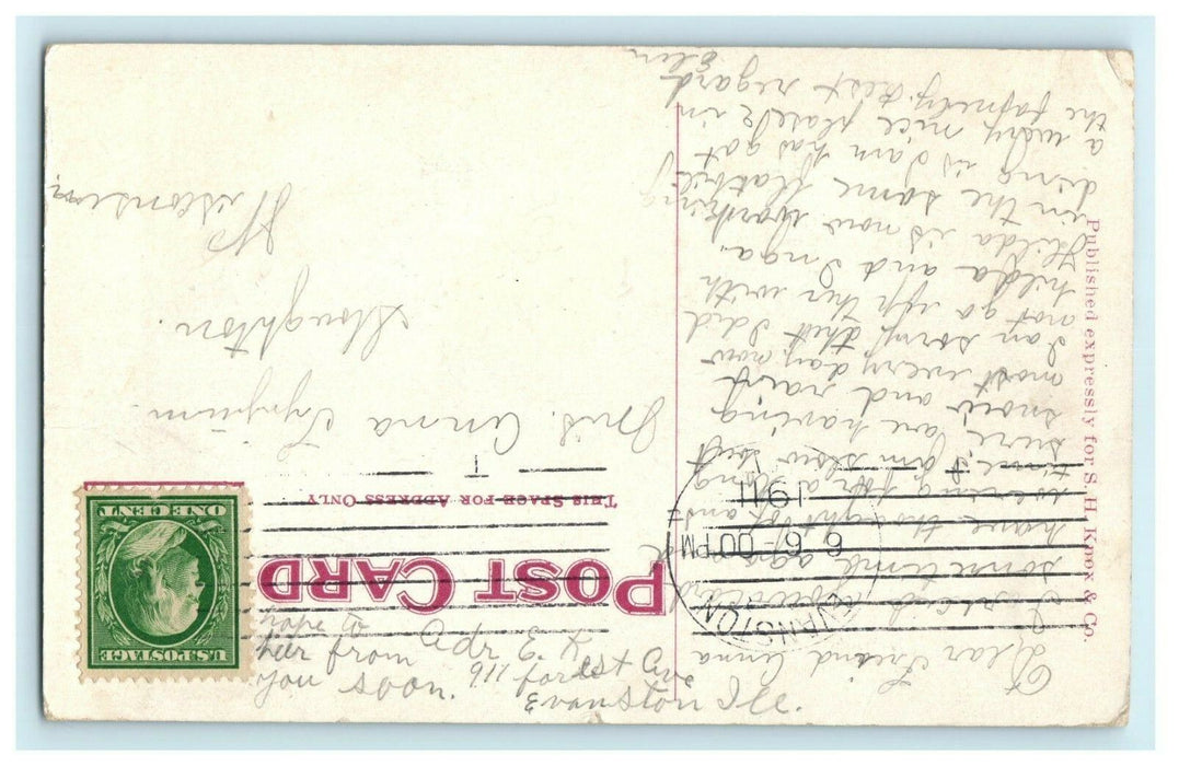 1911 Lunt Library and Garrett Bldg. Northwestern, Evanston Illinois IL Postcard