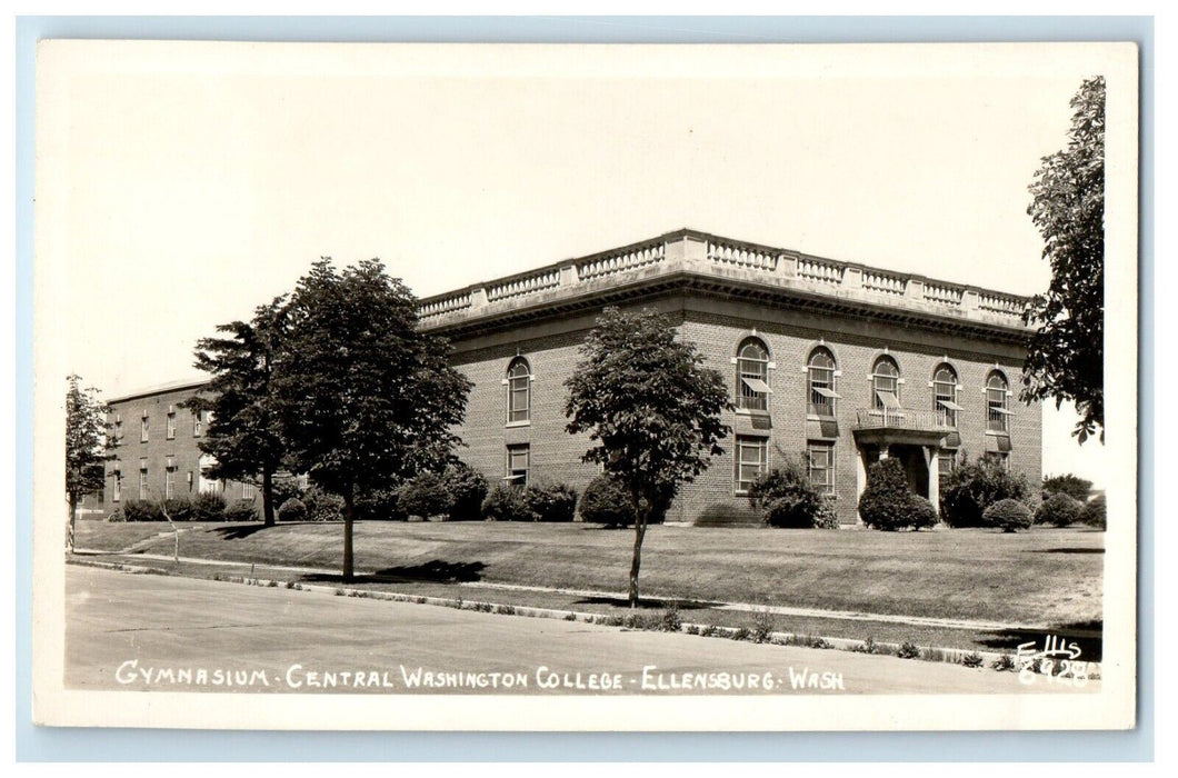 c1940's Gymnasium Central Washington College Ellensburg WA RPPC Photo Postcard