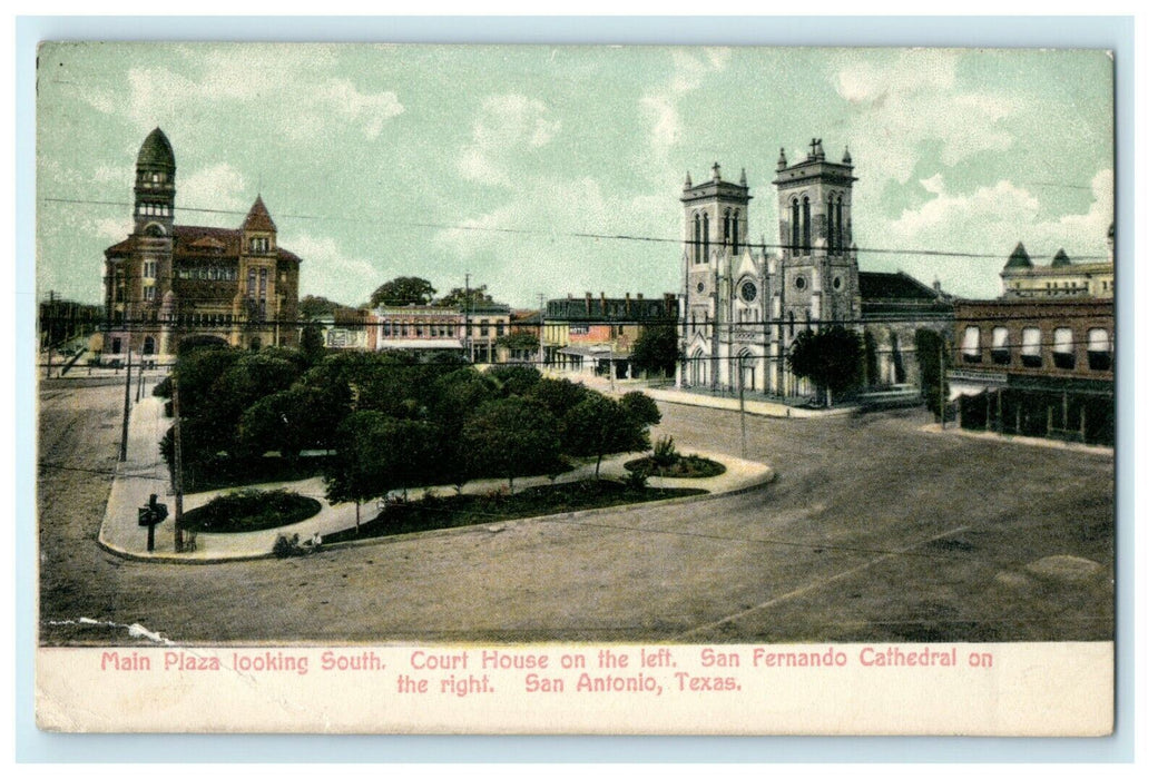 1912 Court House and San Fernando Cathedral San Antonio Texas TX Postcard