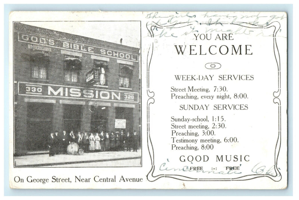 1914 God's Bible School 330 Mission Christian School Cleveland Ohio OH Postcard