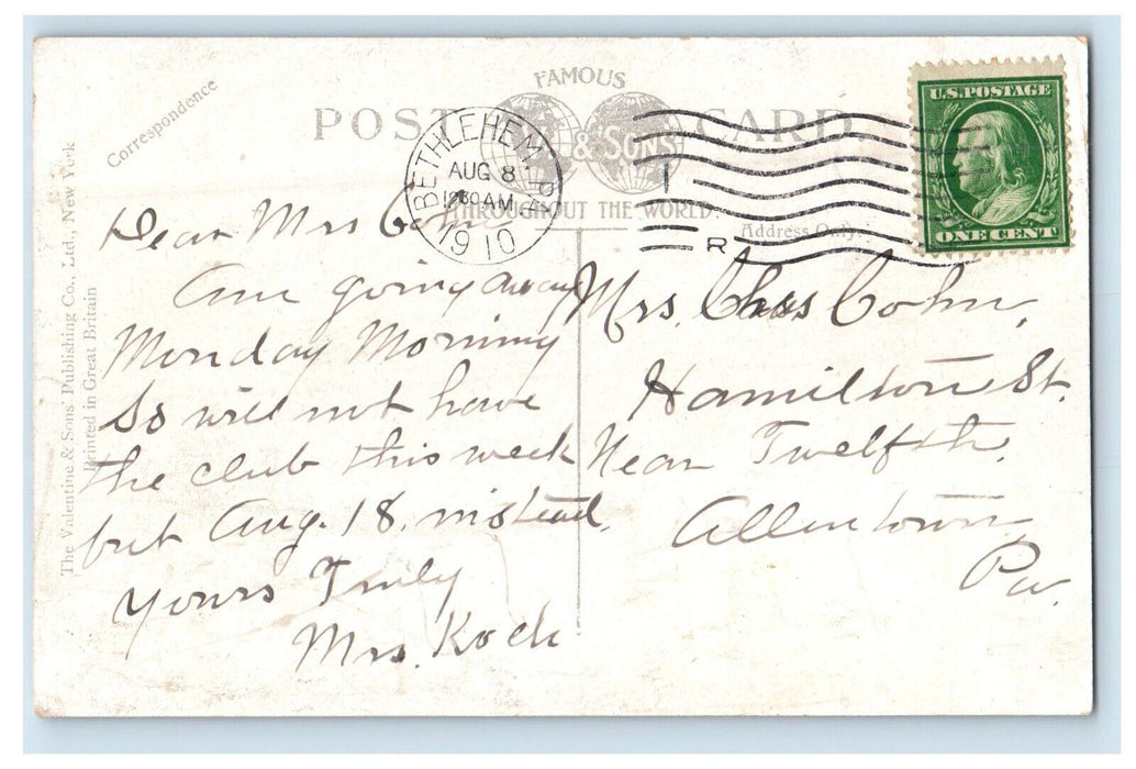 1910 Williams Hall, Lehigh University South Betlehem Pennsylvania PA Postcard