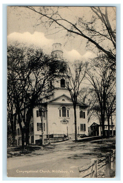 1943 Congregational Church Middlebury Vermont VT Posted Vintage Postcard