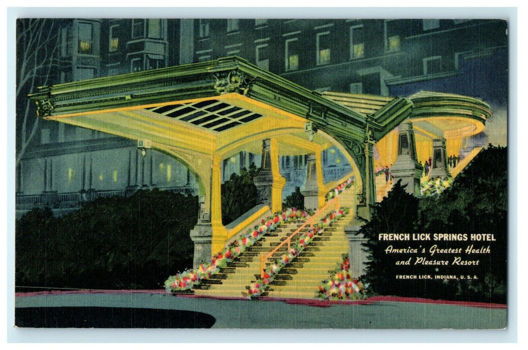1956 French Lick Springs Hotel, Home of Pluto Water, Indiana IN Antique Postcard