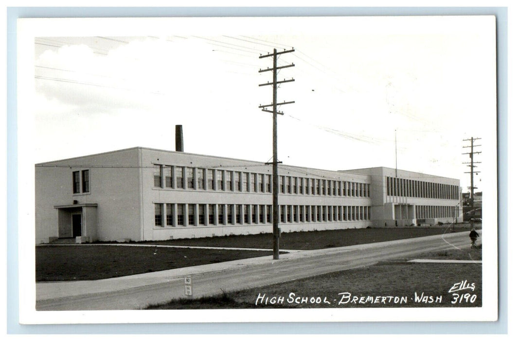 c1940's High School Building Bremerton Washington WA RPPC Photo Ellis Postcard