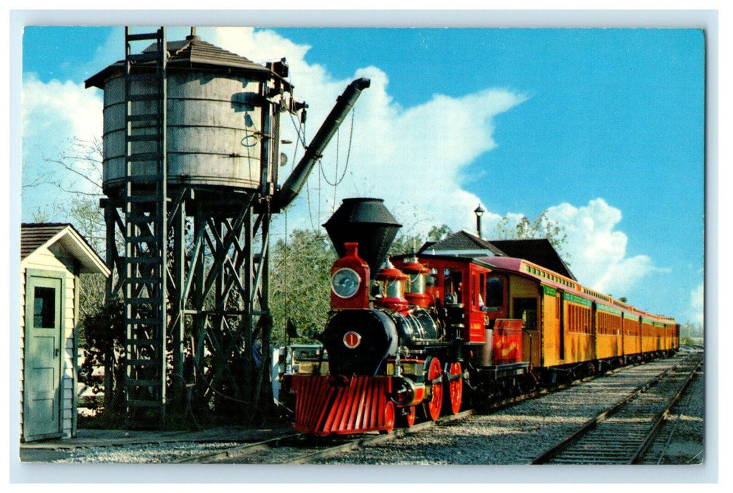 Passenger Train at Frontierland Water Tower Disneyland Unposted Postcard