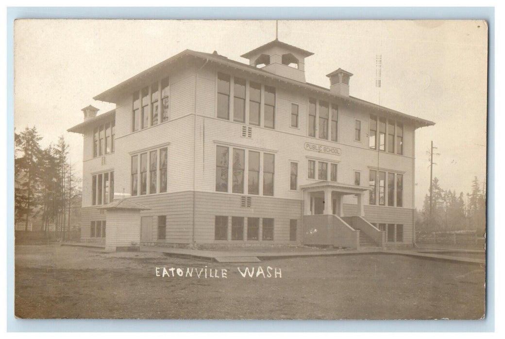 1910 Public School Building Eatonville Washington WA RPPC Photo Antique Postcard