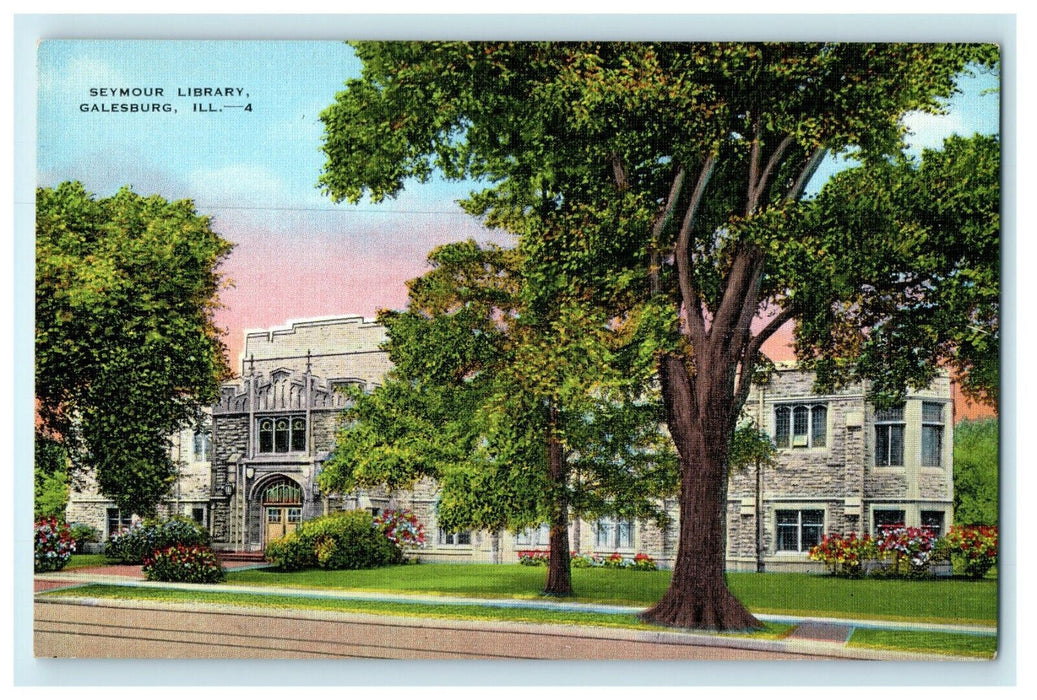 1930 Nature Scene at Seymour Library, Galesburg, Illinois, IL Postcard