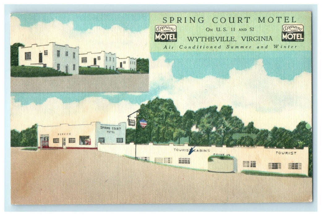 1947 Spring Court Motel, Wytheville, Virginia VA Vintage Postcard