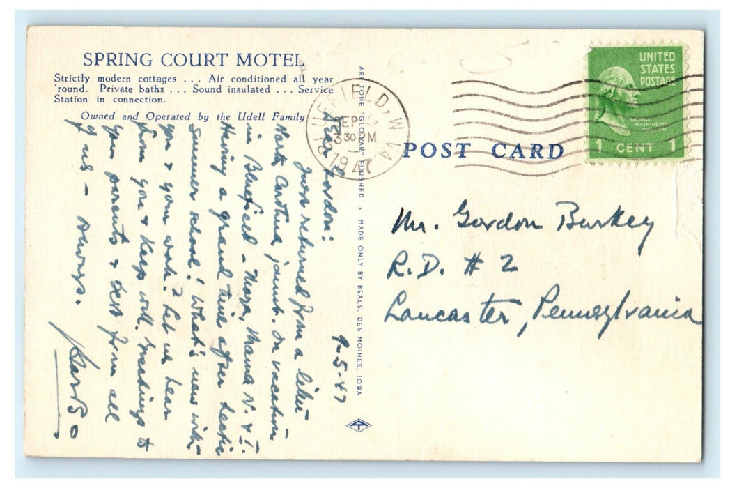 1947 Spring Court Motel, Wytheville, Virginia VA Vintage Postcard