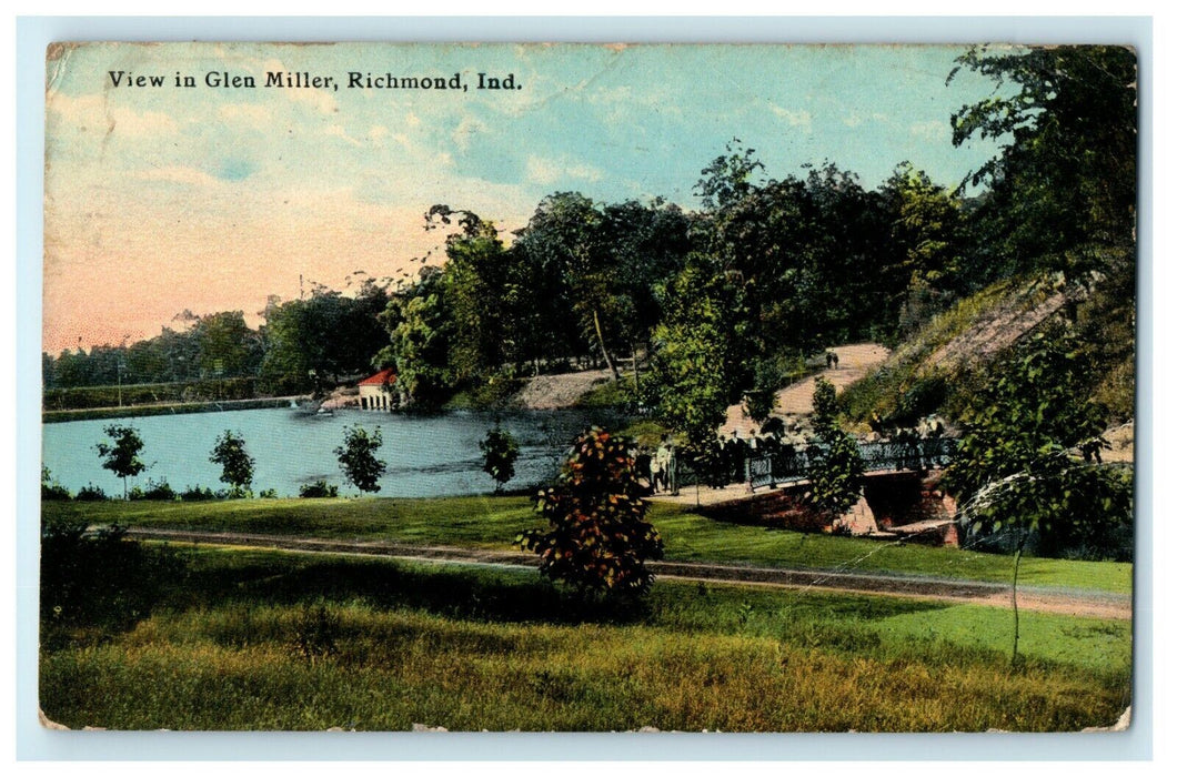 1912 Blue Sky View at Glen Miller, Richmond Indiana IN Antique Postcard