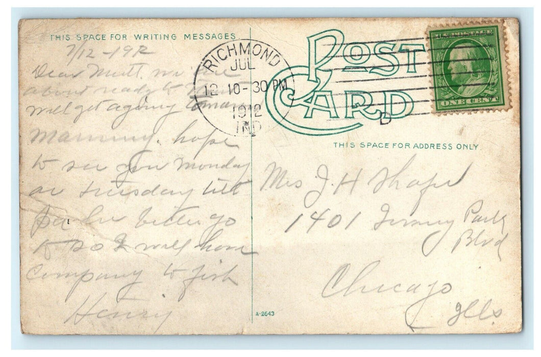1912 Blue Sky View at Glen Miller, Richmond Indiana IN Antique Postcard