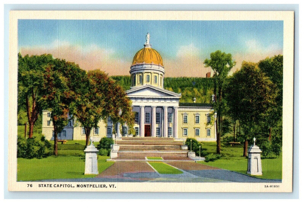 Entrance View Of State Capitol Building Montpelier Vermont VT Unposted Postcard