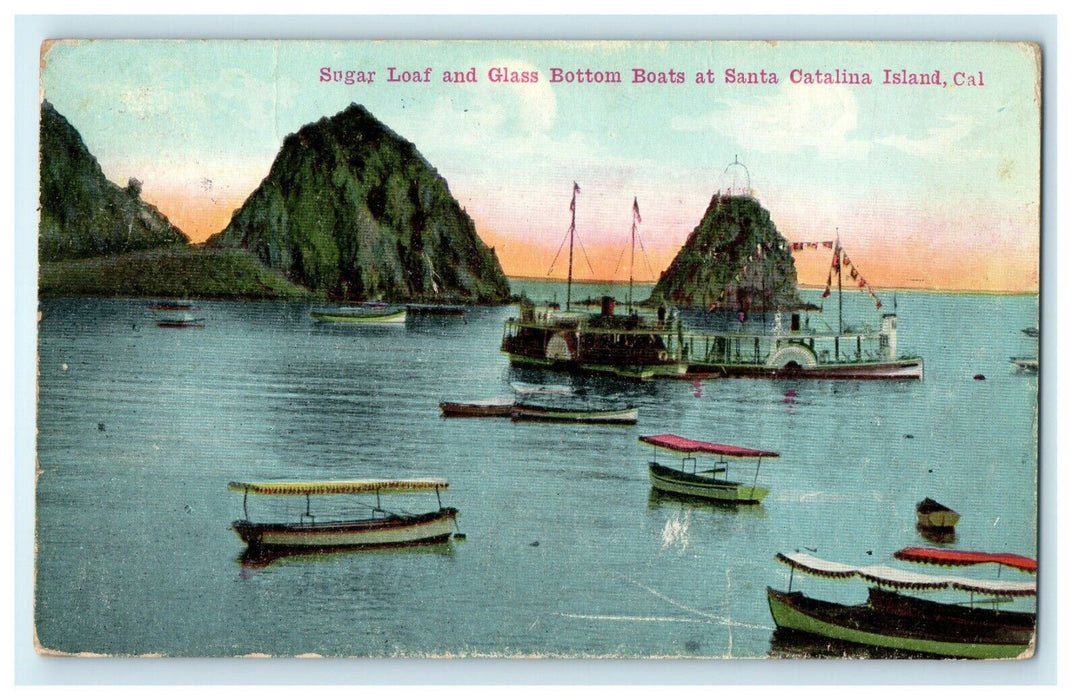 1912 Glass Bottom Boats at Santa Catalina Island California CA Postcard
