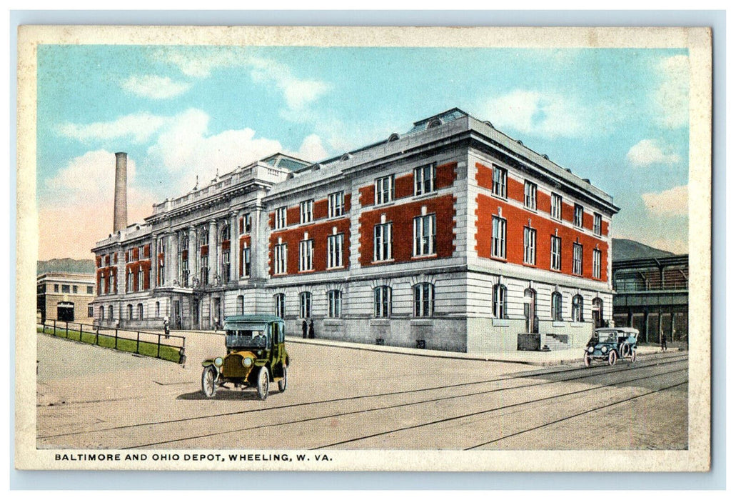 c1920s Baltimore and Ohio Depot Wheeling West Virginia WV Unposted Postcard