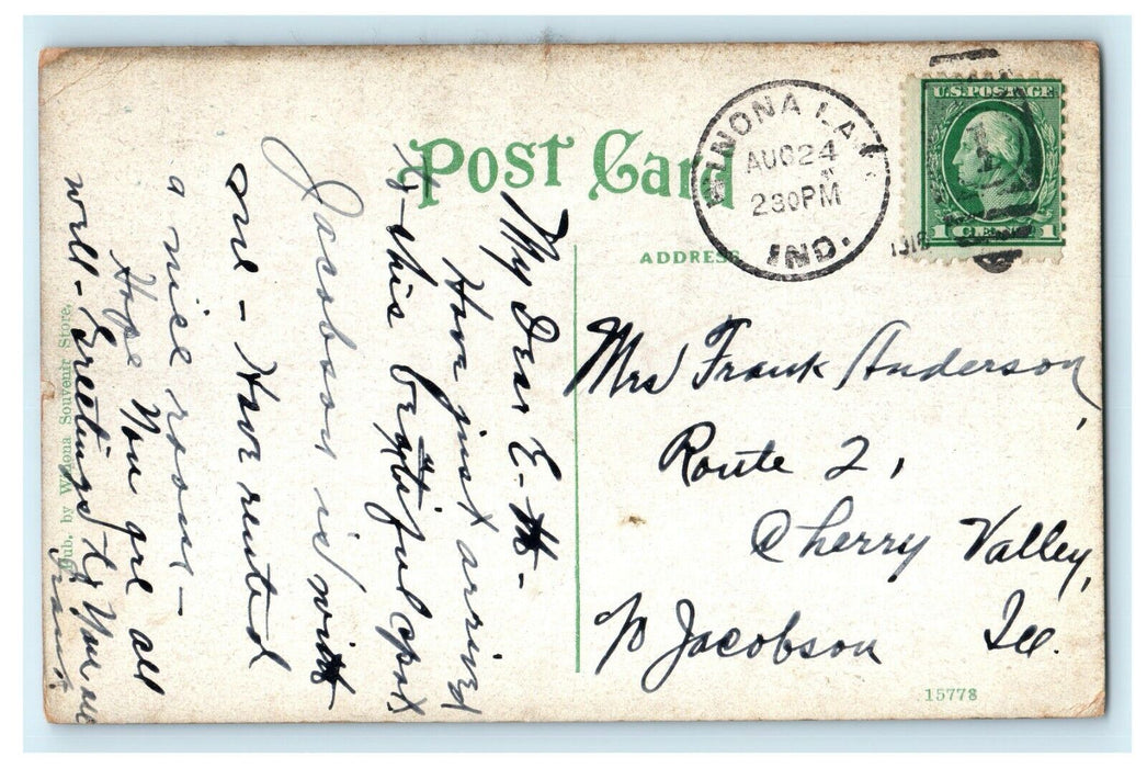 1910 Two People Standing at Park View, Winona Lake, Indiana IN Postcard
