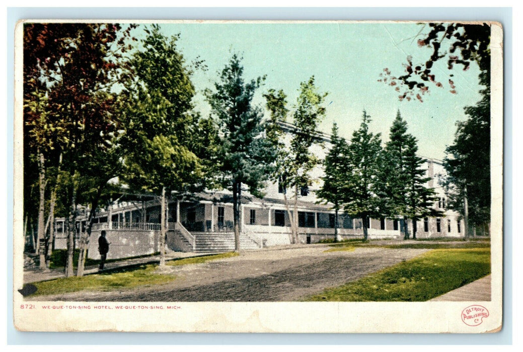 1910 We-que-ton-sing Hotel, Wequetonsing Michigan MI Antique Posted Postcard