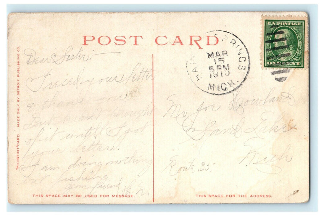 1910 We-que-ton-sing Hotel, Wequetonsing Michigan MI Antique Posted Postcard