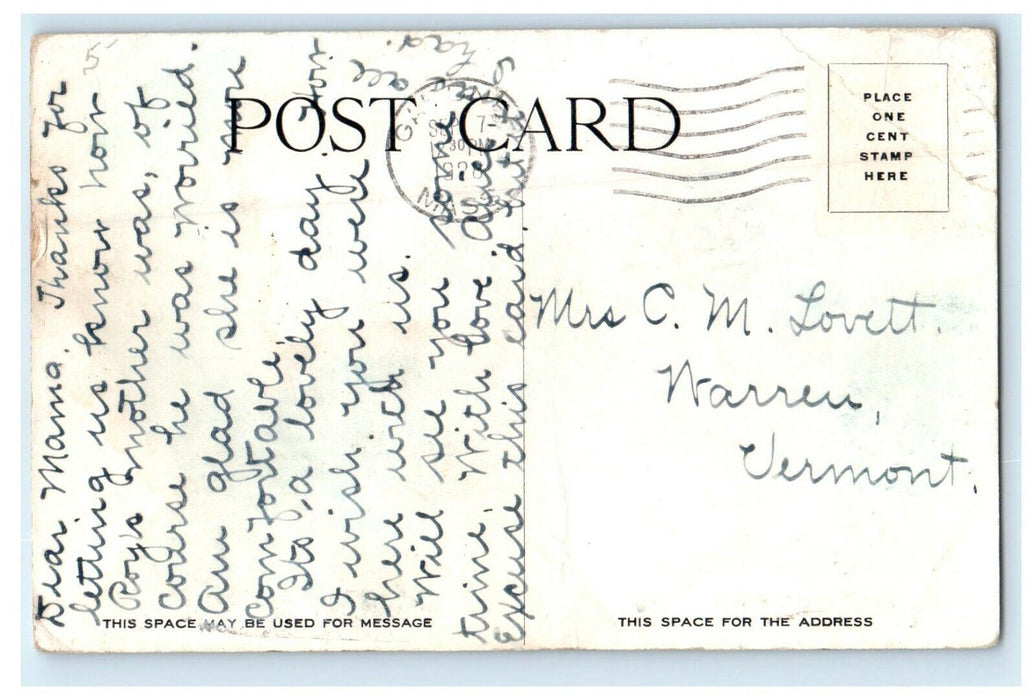 1928 The Parsonage Stuart's Garage McIndoe Falls Vermont VT Vintage Postcard
