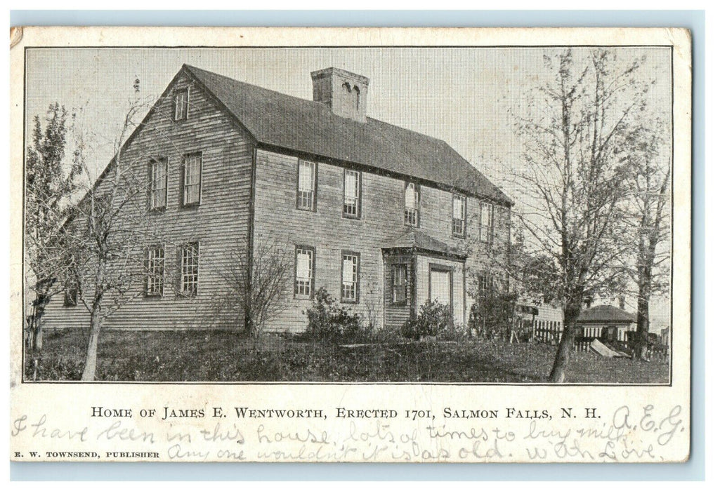 1906 Home of James E. Wentworth, Salmon Falls, New Hampshire NH Postcard