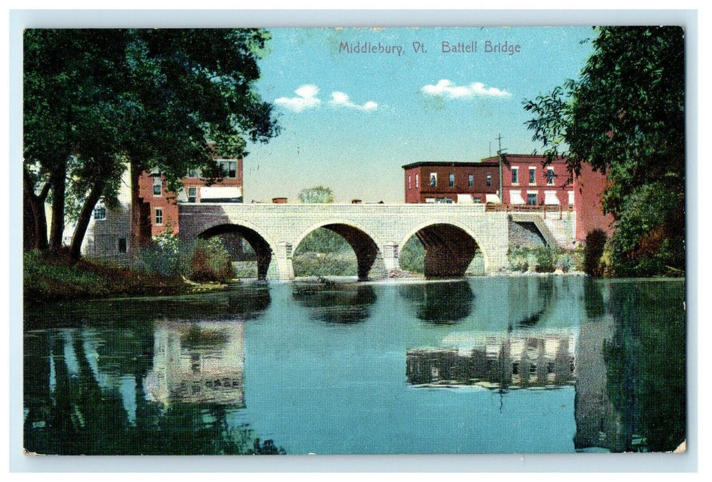 1910 View Of Battell Bridge Middlebury Vermont VT Unposted Vintage Postcard
