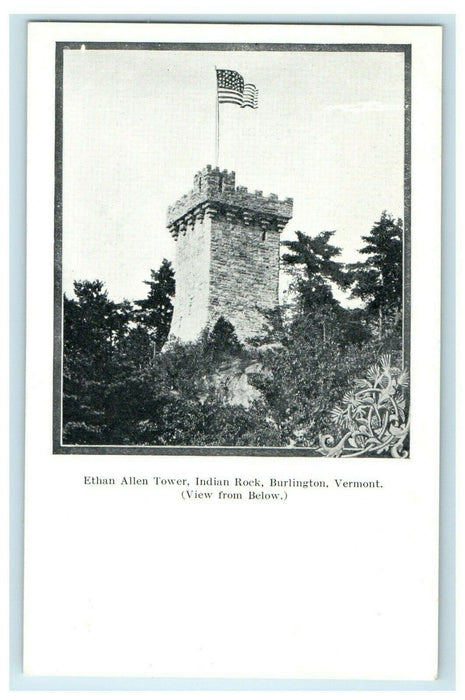 1905 Ethan Allen Tower, Indian Rock, Burlington Vermont VT Antique Postcard