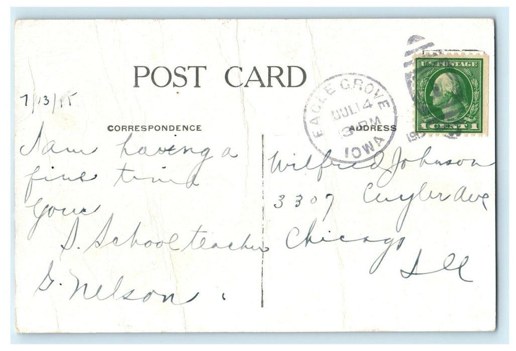 1915 Lincoln and High School Buildings, Eagle Grove, Iowa IA Postcard