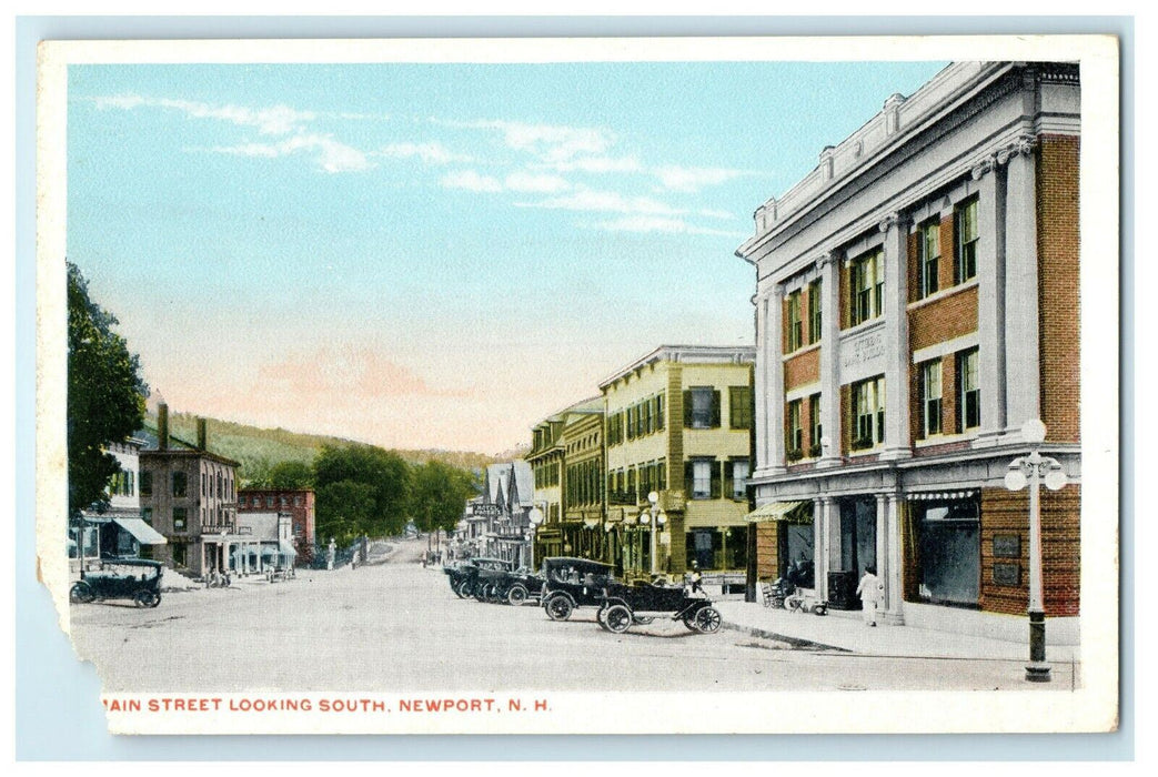 c1910 Main Street Looking South Newport New Hampshire NH Antique Postcard