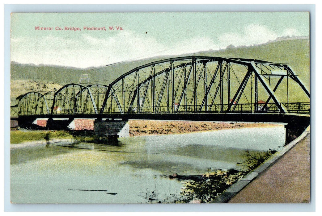 1911 Mineral Co Bridge Piedmont West Virginia WV NY & Grafton RPO Postcard