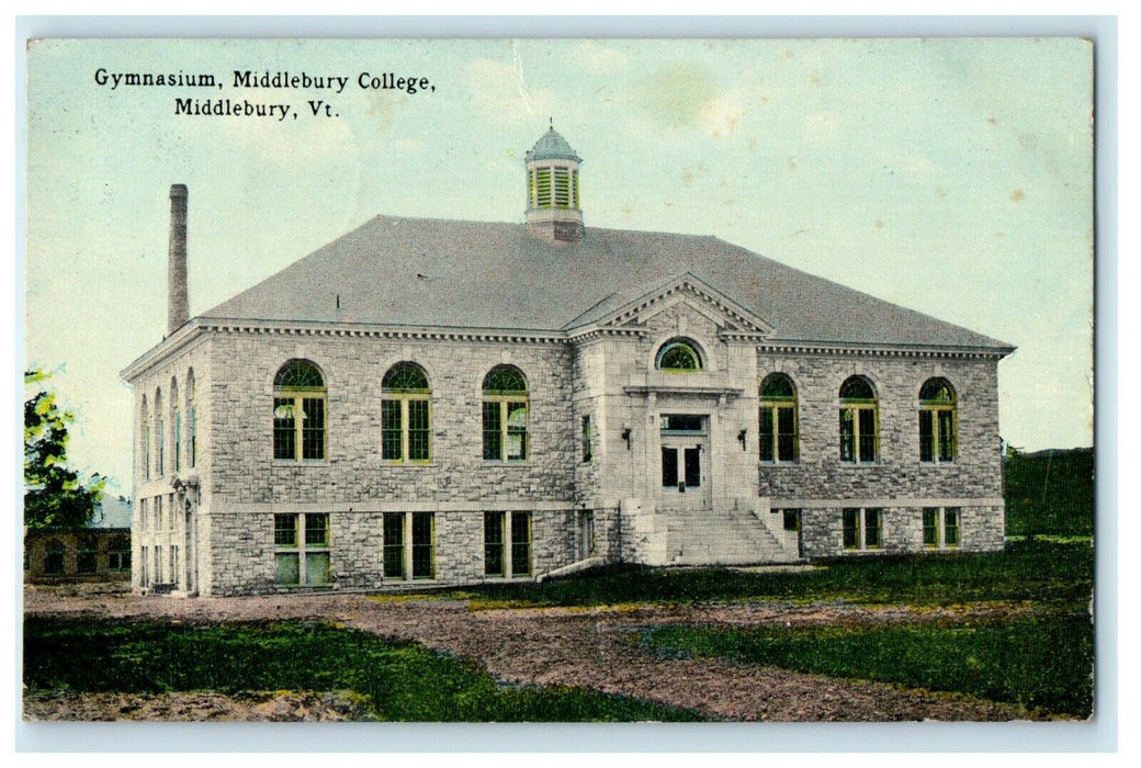 1914 Gymnasium Middlebury College Campus Vermont VT Antique Postcard