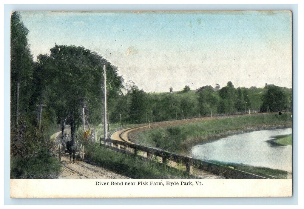 1911 River Bend Near Fisk Farm Hyde Park Vermont VT Antique Postcard