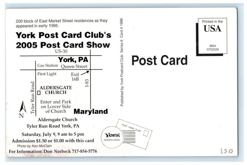 2005 York Post Card Club's Post Card Show, Pennsylvania PA Advertising Postcard