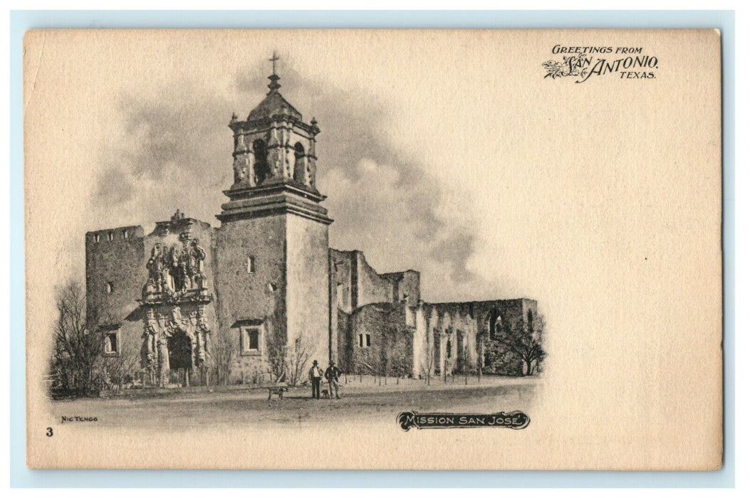 1911 Mission San Jose, Greetings from San Antonio, Texas TX Postcard