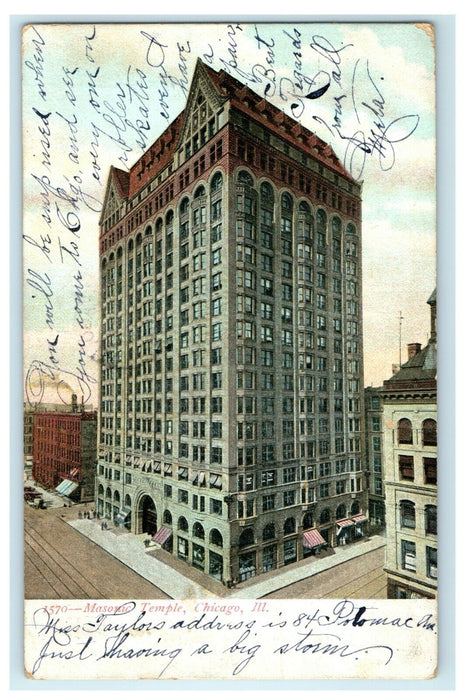 1907 Masonic Temple, Chicago Illinois IL Posted Antique Postcard