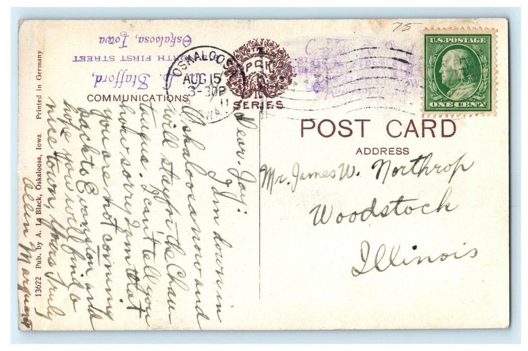 1911 Chief Mahaska Monument, City Park, Oskaloosa, Iowa IA Antique Postcard