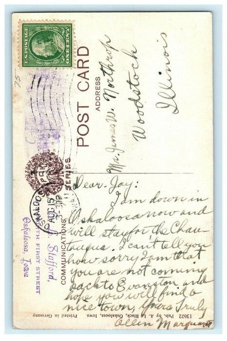 1911 Chief Mahaska Monument, City Park, Oskaloosa, Iowa IA Antique Postcard