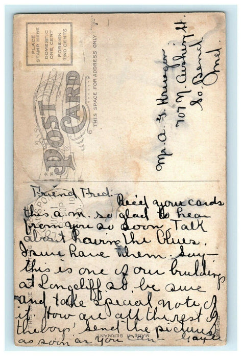 1910 A Ward at Long Cliff, Logansport, Indiana IN Antique Postard