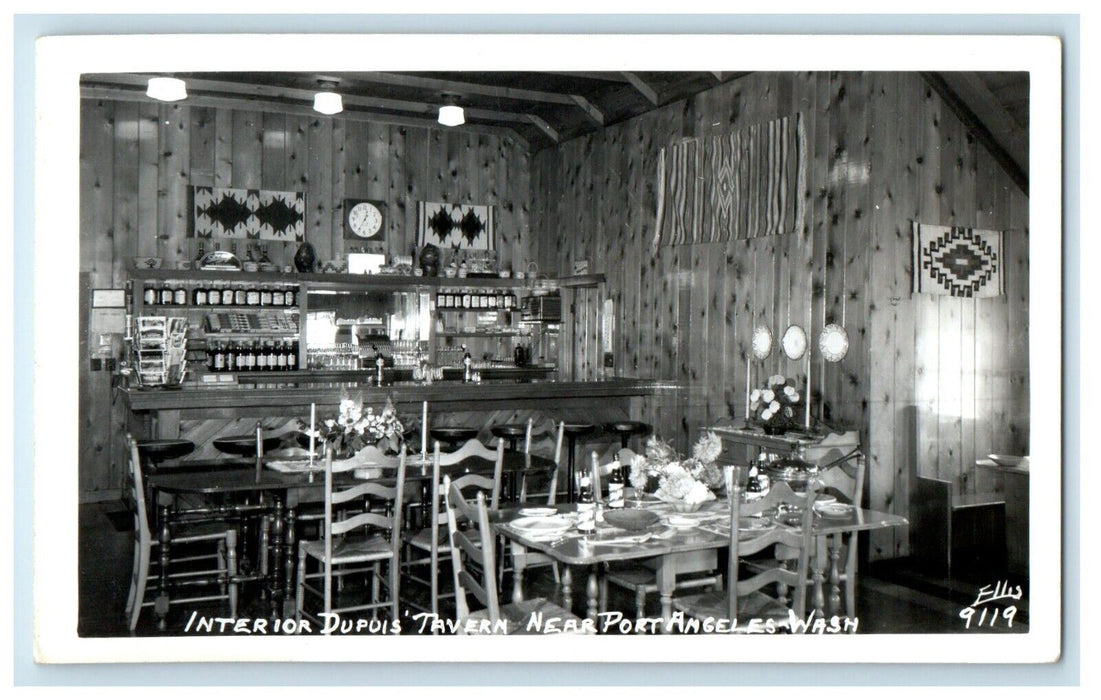 c1950's Interior Dupuis Tavern Port Angeles Washington WA RPPC Photo Postcard